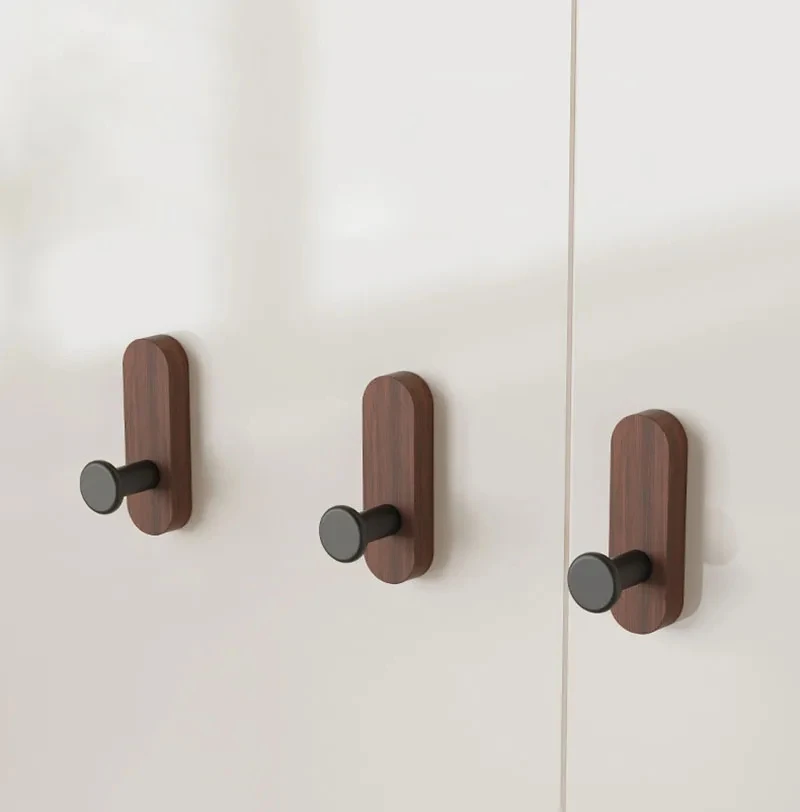 Selbstklebende Wandhaken aus Walnussholz zum Aufhängen von Mänteln, Handtüchern, Kleidung, Decken, Hüten, Rucksäcken, Schlüsseln im Eingangsbereich – Detail 2