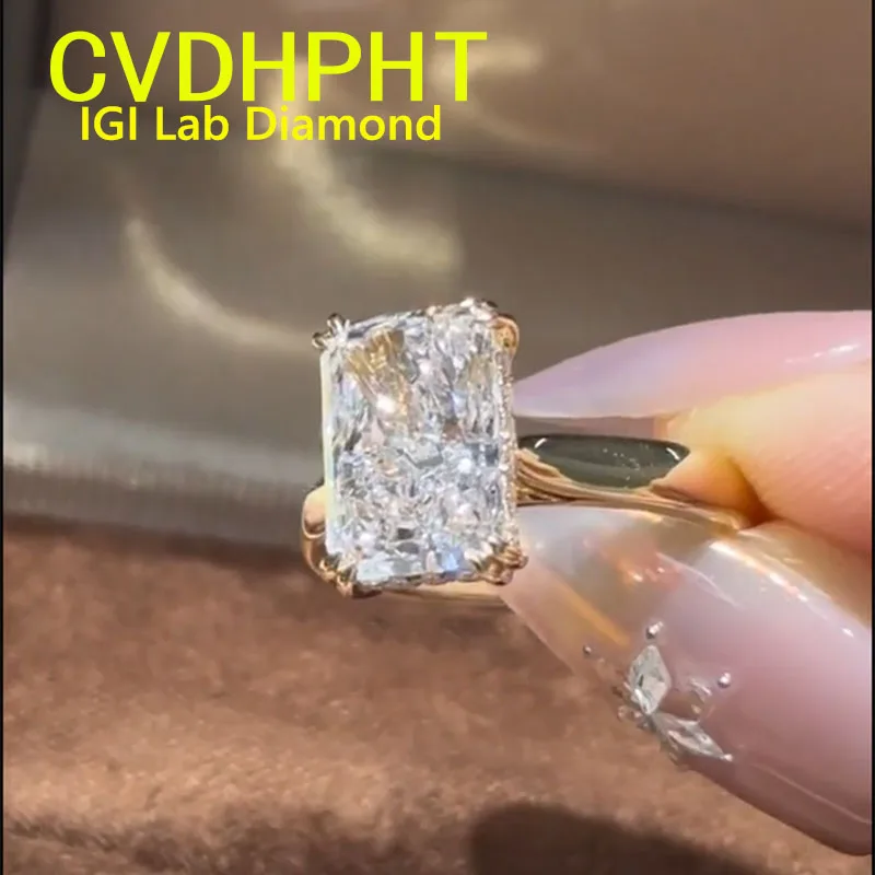 

4ct 5ct ct Au585 Твердое 14-каратное желтое золото Кольцо с димамодом для выращивания в лаборатории IGI Сияющая огранка D VS1 Обручальное кольцо Заводская продажа
