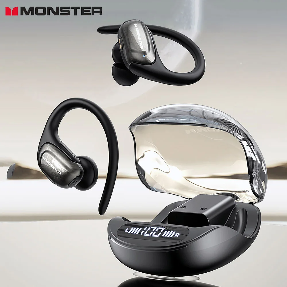 Monster iSport Lite 202 Sports Wireless Earphone Bluetooth Headphones Stereo Bass Running Earbuds with Mic EarHook Waterproof