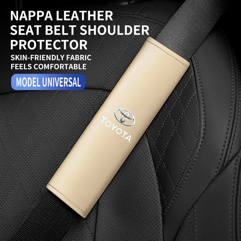 

TOYOTA ремень безопасности автомобиля, наплечная защита, высококачественная кожа, комплект из 2 предметов, автомобильные аксессуары для интерьера