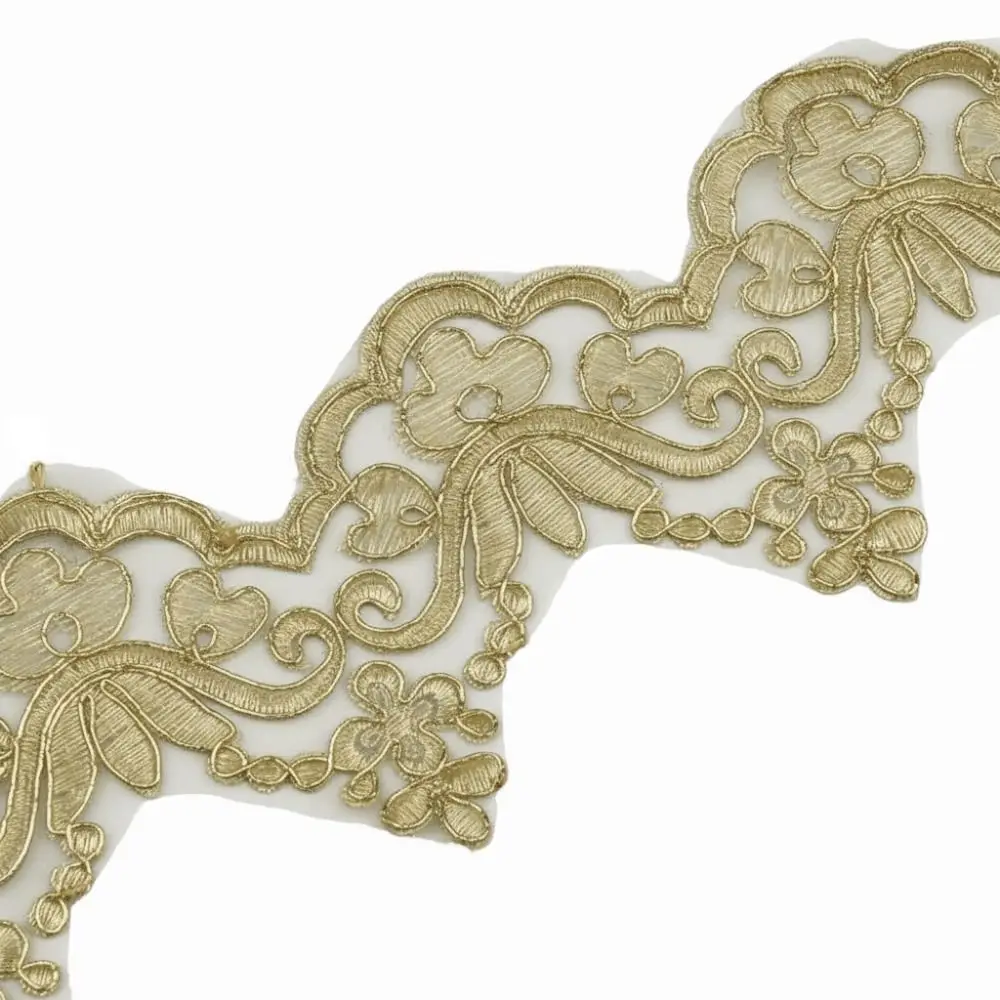 10 Yards de dentelle florale de 9 cm de large, blanc, noir, or, tissu à volants pour la couture et la décoration