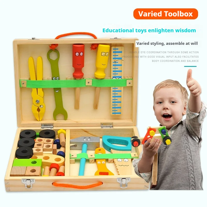 

Children's simulation toolbox, wooden disassembly toys, hundred change building blocks, early education educational toys