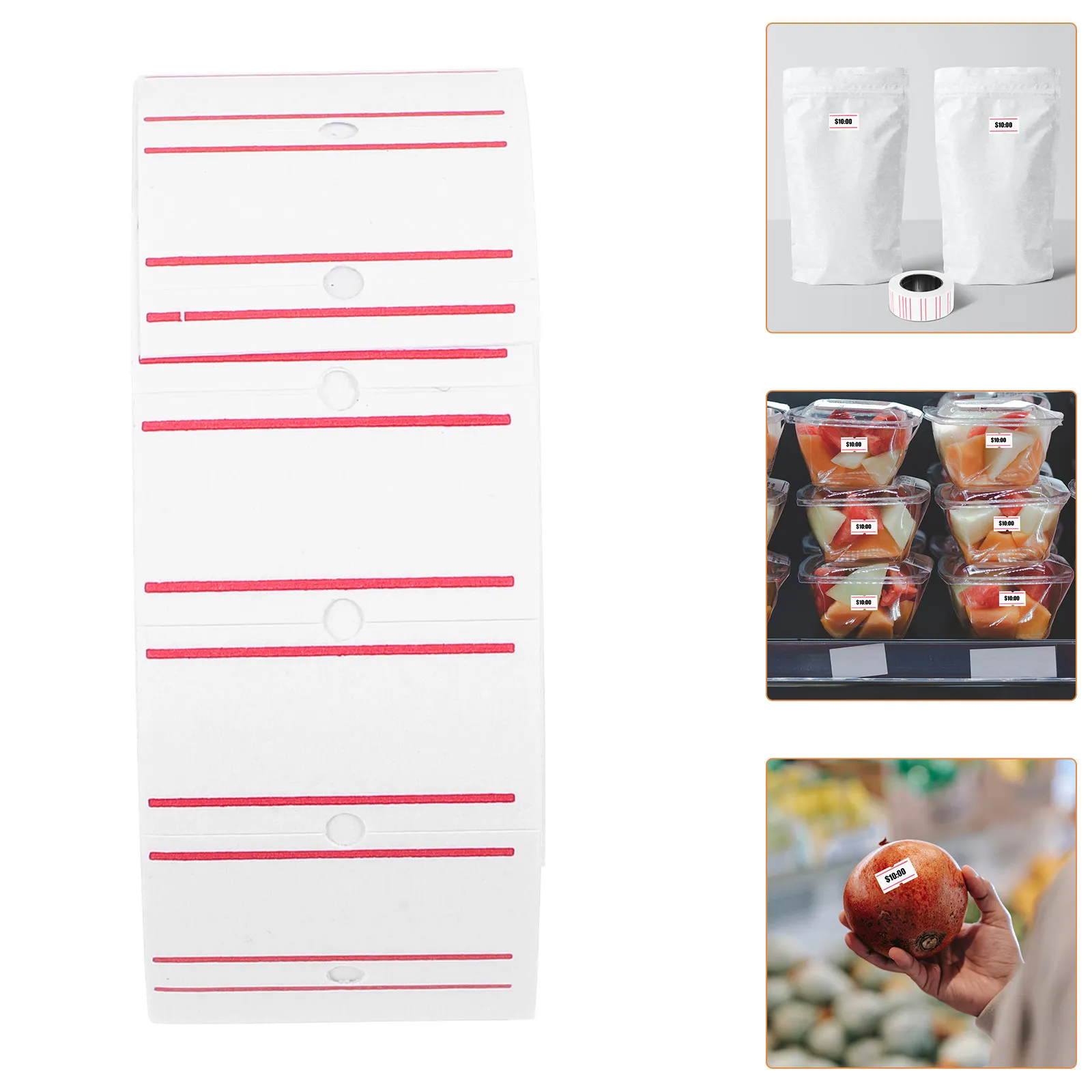 

30 Rolls White Price Tag Sticker Self Adhesive Price Marker Label for Supermarket Food Store Fruit Shop Double Clear