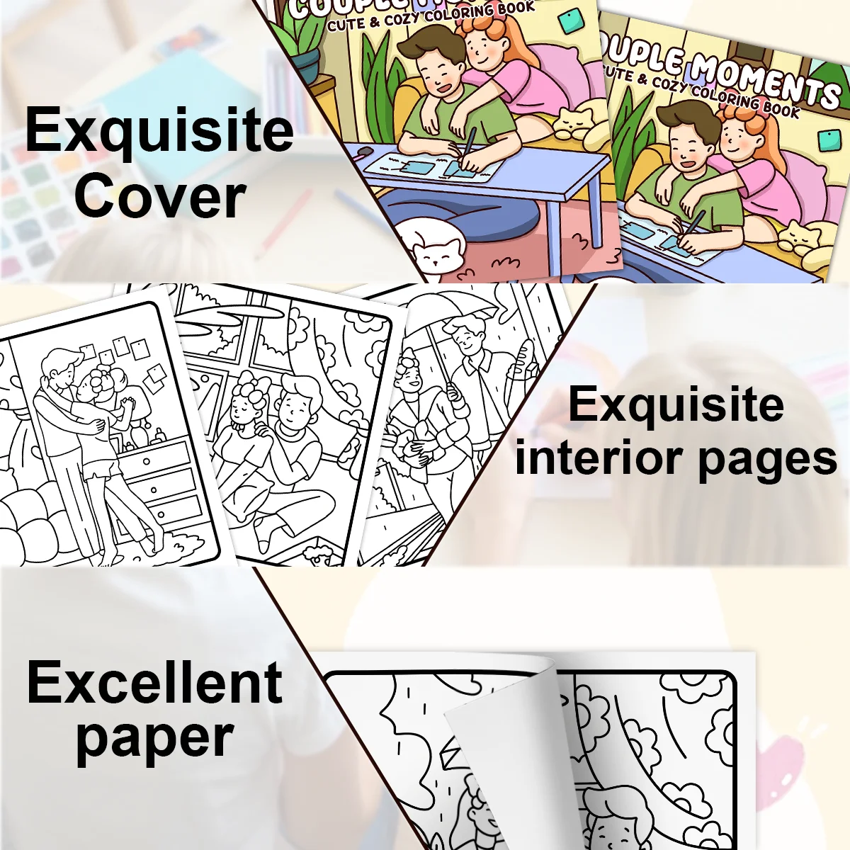 Coloring Book for Couples & Friends - A Picture Book with Simple Designs for Stress Relief and Creativity
