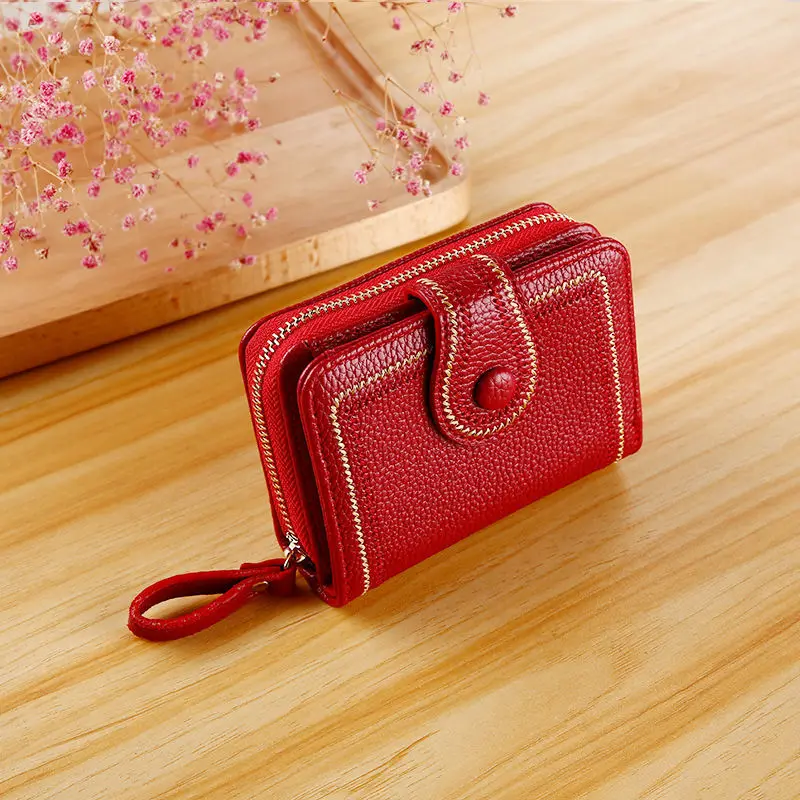 فتحة بطاقات نسائية قصيرة متعددة البطاقات، حقيبة بطاقات مضادة للمغناطيسية ذات سعة كبيرة، مشبك نقود، رخصة القيادة، أنثى متكاملة صغيرة