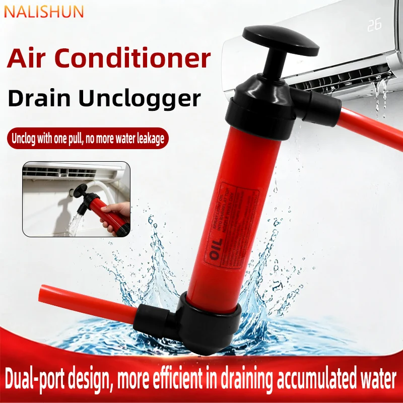 Dual-Port-AC-Abflussreiniger mit Legierungsstab, manuelle Siphonpumpe für Klimaanlagen, Auto-Ölabsauger, Aquarium-Wasserwechsler – Detail 1