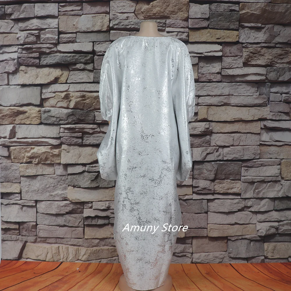 African-American Luxury Plus Size Dress Expensive Jacquard V-Neck Batwing Sleeves