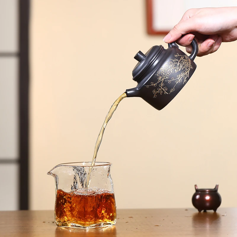 

240ml Chinese Yixing Purple Clay Teapots Tradition Handmade Flowers and Birds Pattern Tea Pot Beauty Kettle Zisha Tea Set