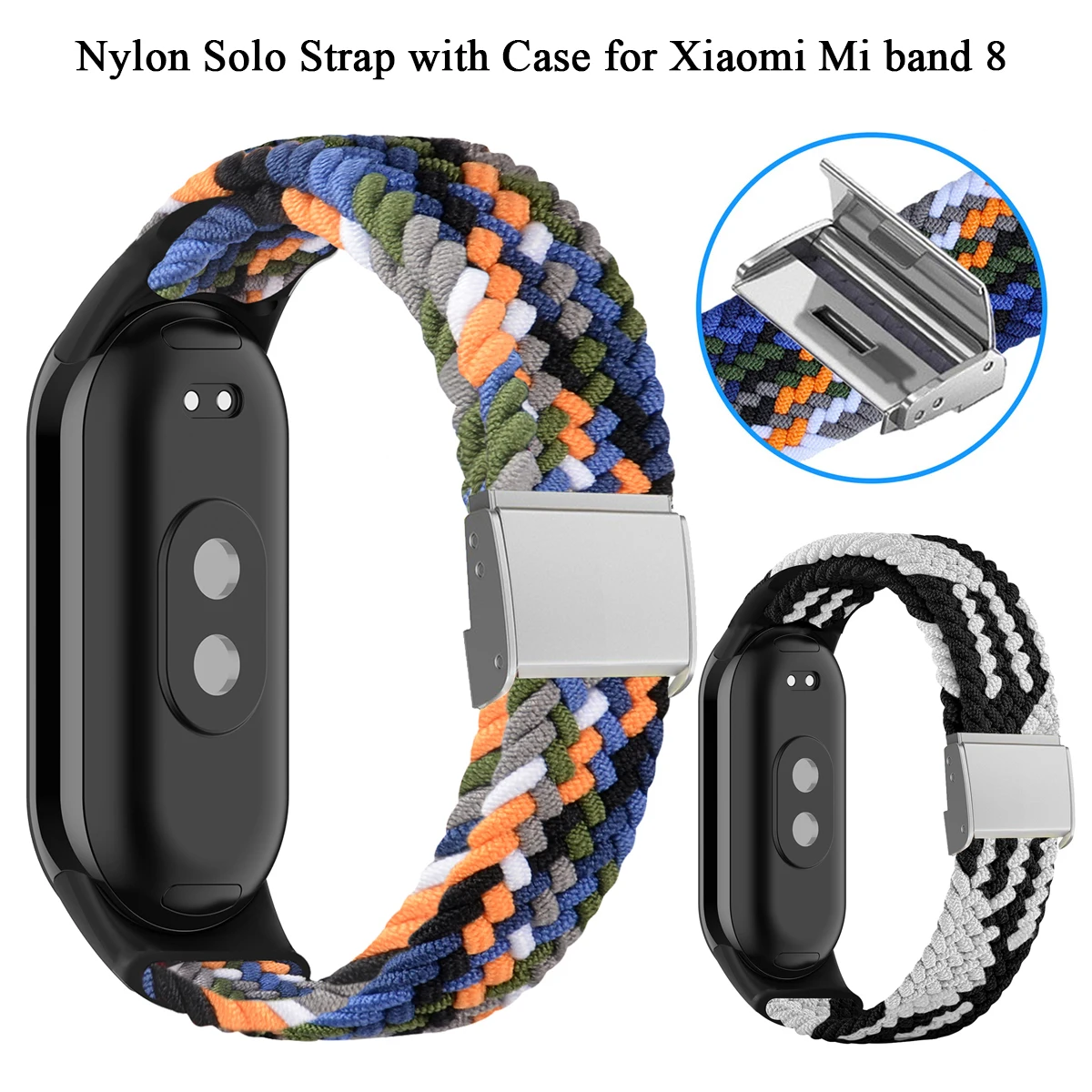 Cinturino elastico in Nylon per cinturino intrecciato regolabile Xiaomi Mi Band 8 con chiusura in acciaio inossidabile per bracciale Mi Band 8