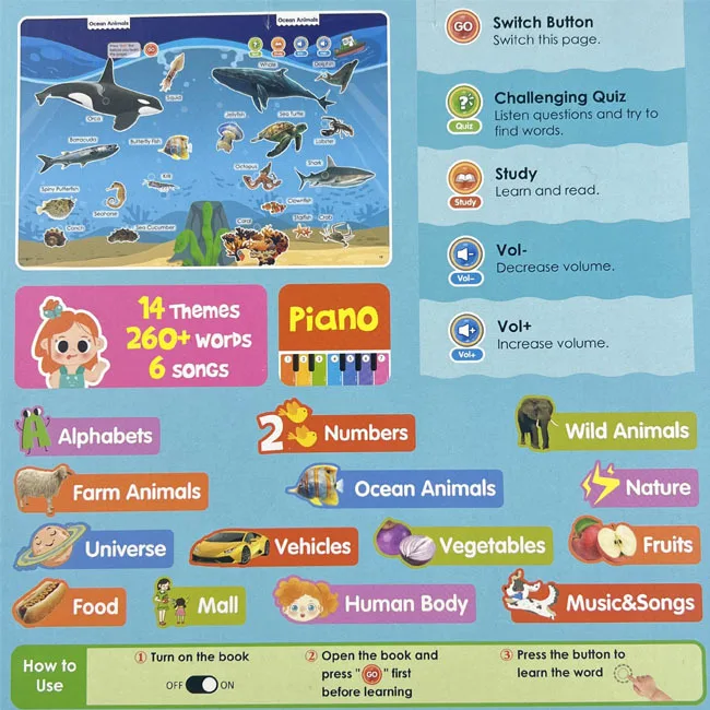 Infants Aged 0-8 Years Old Read and Pronounce English Words to Learn Infant Cognitive Baby Early Education Book