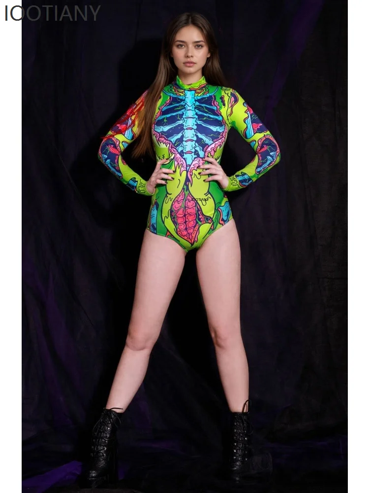 3D Printed Cosplay Clothing For Women Sexy Punk Zombie Bodysuit And Swimsuit For Halloween-themed Parties And Dance Performance