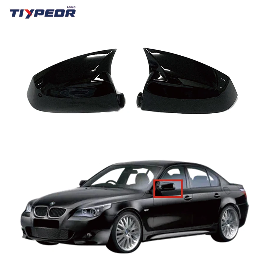 

Tiypeor Ox Horn Look Exterior Rear View Side Door Wing Mirror Covers For BMW 5 Series E60 2007 - 2010 2008 2009 Housing Caps