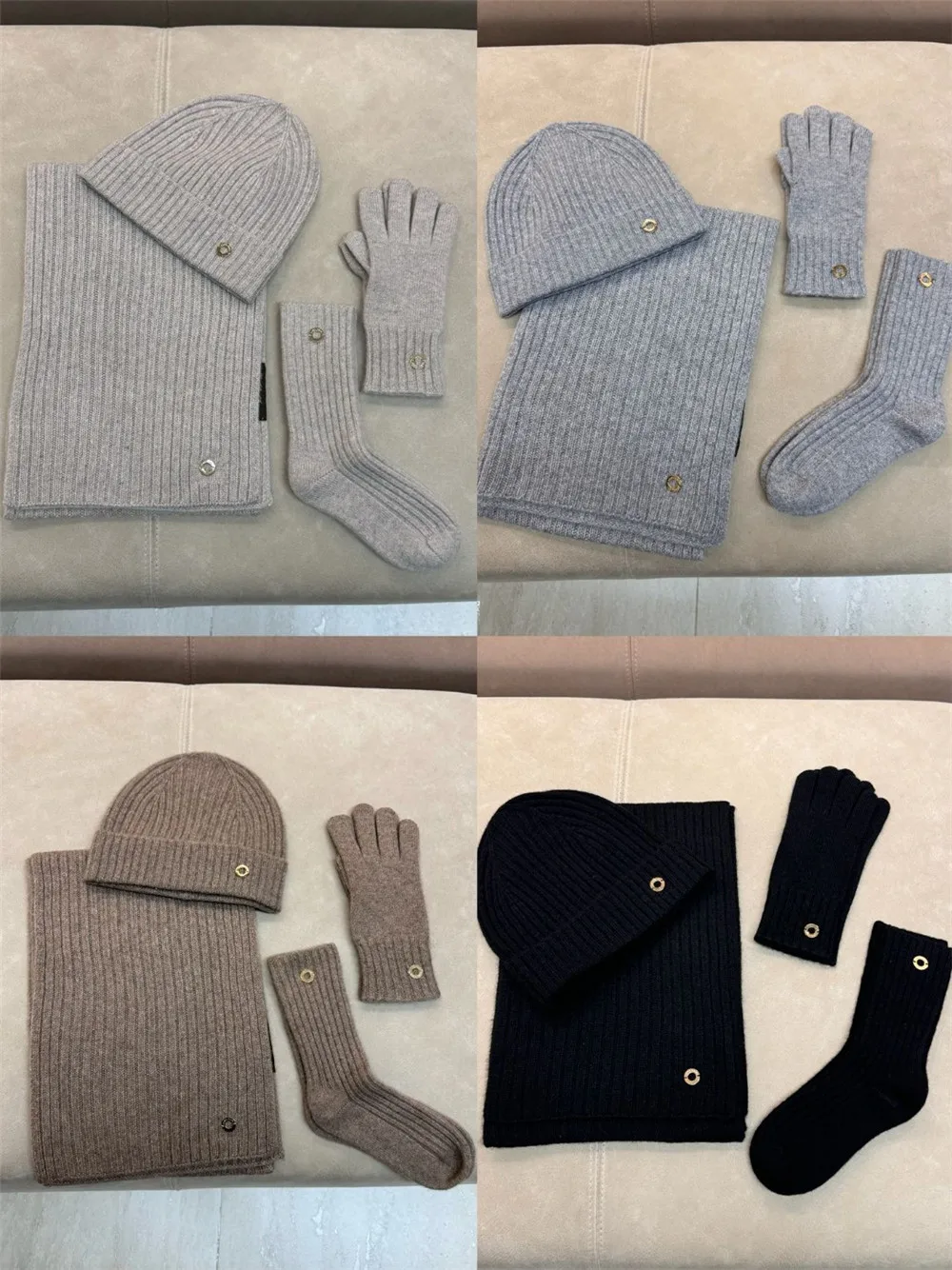 Autumn And Winter Women Warm Hats, Scarves, Dloves And Socks Four-Piece Set