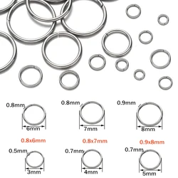 100-200pcs 4/5/6/78/9/10mm Stainless Steel Jump Rings Open Split Ring Connectors for DIY Jewelry Making Supplies Wholesale Items