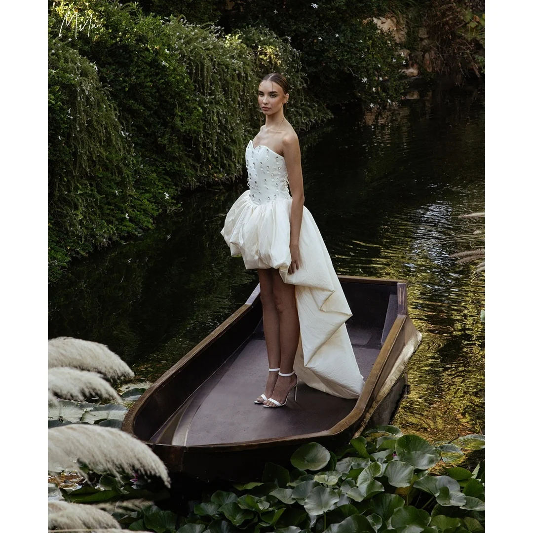 

Вечернее платье Mila Ivory без бретелек с кружевными аппликациями, открытой спиной, высоким разрезом, длиной в пол, на заказ, для выпускного вечера, элегантное, для торжественных мероприятий