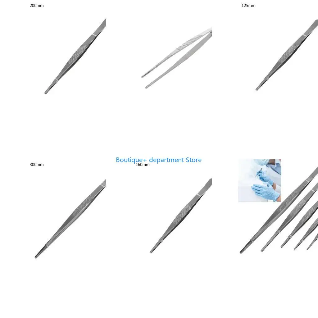 E1PD Straight Tip Tweezers Steel Precisions Tweezers Comfortable Handle Tweezers Tongs for Cooking Repairing
