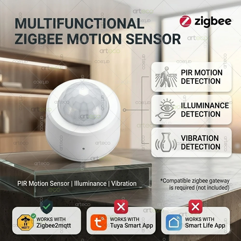 Zigbee Mini PIR Motion Sensor Human Motion Infrared Detector Vibration Lux Detection Works With Home Assistant Z2M Need Gateway