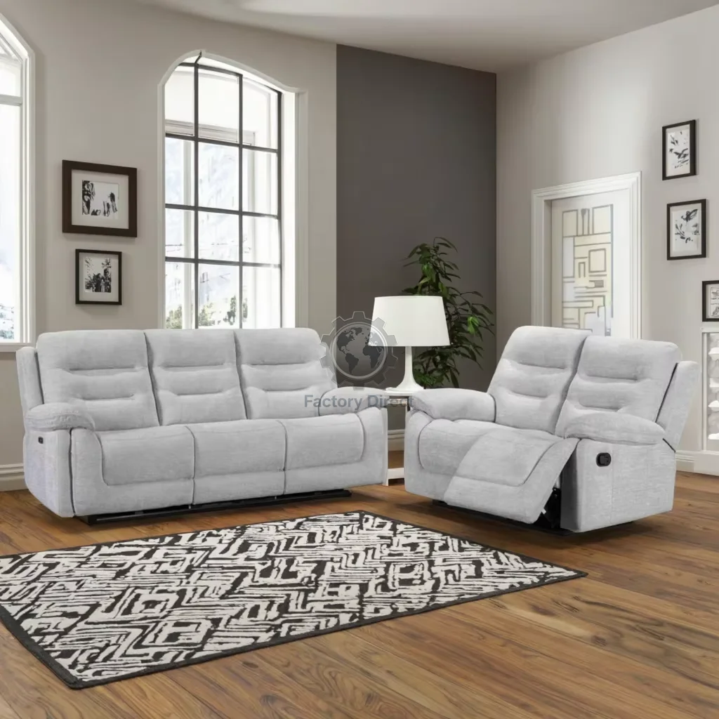 3+2 Manual Recliner Sofa Chenille Fabric Recliners Simple White Modern Design Motion Sofa