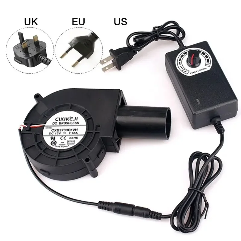 Durable Small Blast Engine BBQ Blower 9733 3700RPM 7530 Type Barbecue Fan with Variable Speed Controller 220V/110V Cooking Fans