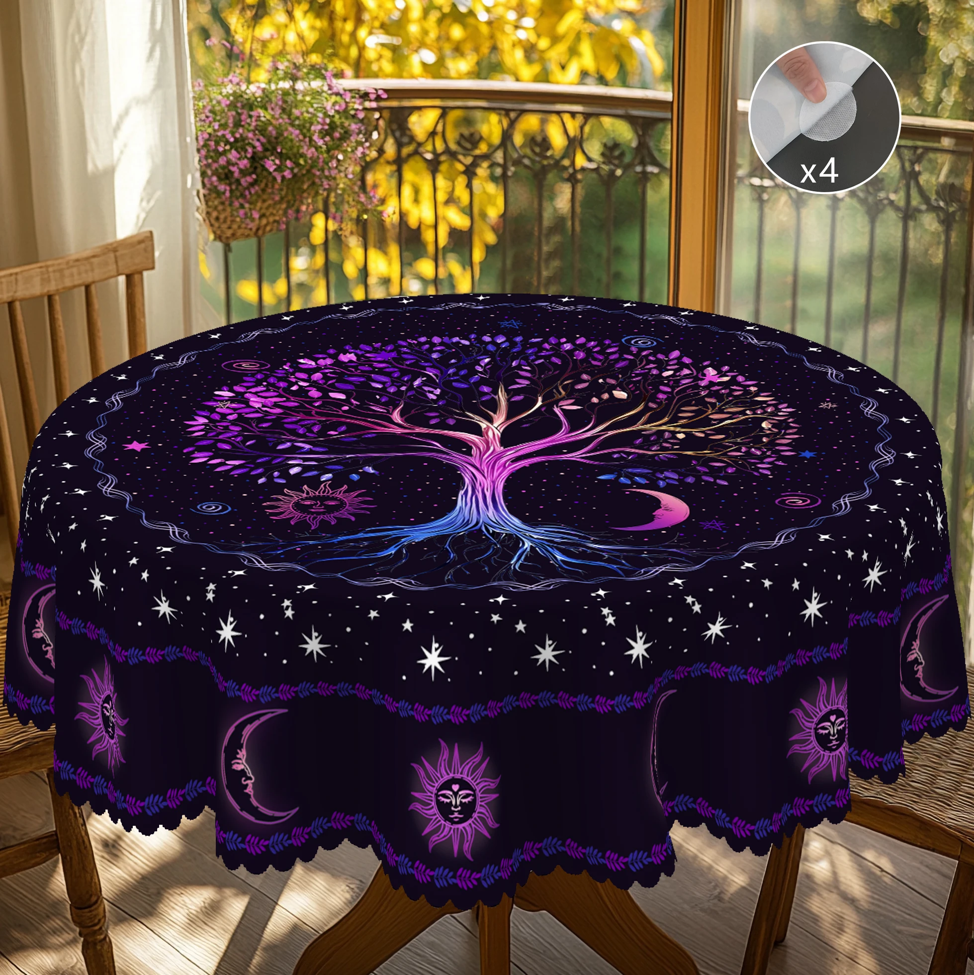 1 Piece of Tarot Element Decorative Tablecloth, Tree of Life Pattern Printed Tablecloth, Occupying Game Decoration, Edge Embossing Process, Suitable for Daily Party Party Decoration, Occupying Master Home Decoration