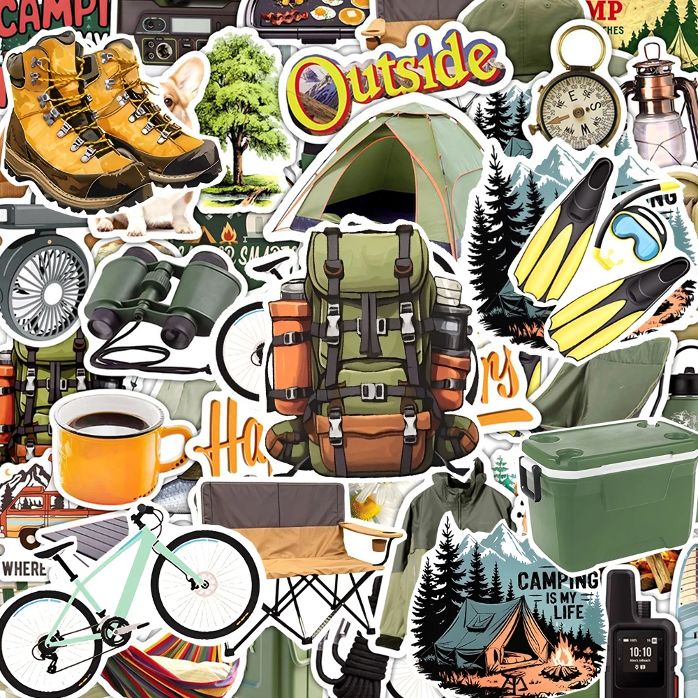 Outdoor Adventure And Travel - 10/30/50pcs Outdoor Camping Hiking Cartoon Stickers