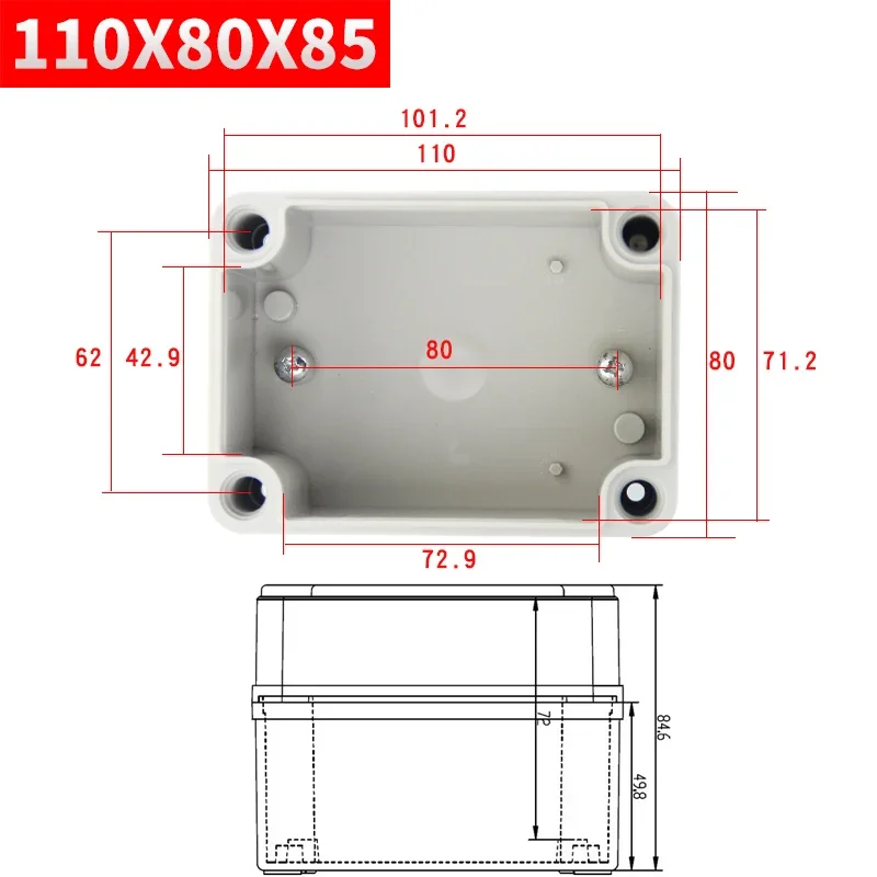 Wasserdichte Kunststoff-Gehäusebox Elektronisches IP67-Projektgehäuse Elektrische Projektbox ABS Outdoor-Anschlussbox Gehäuse
