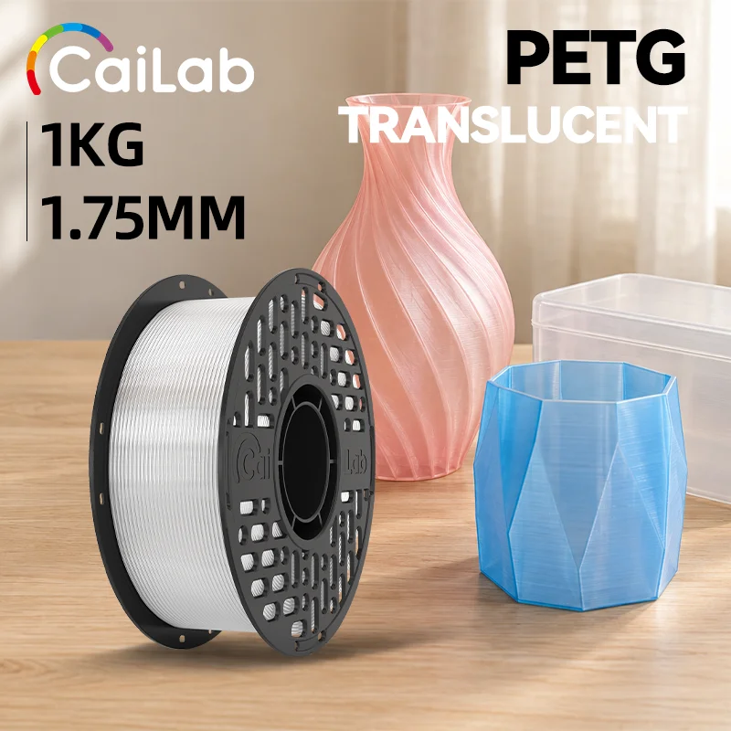 Cailab Translucent PETG 3D Printing Filament 1kg 1.75mm High Quality Material For FDM Printer Vases Models DIY Decorative Crafts
