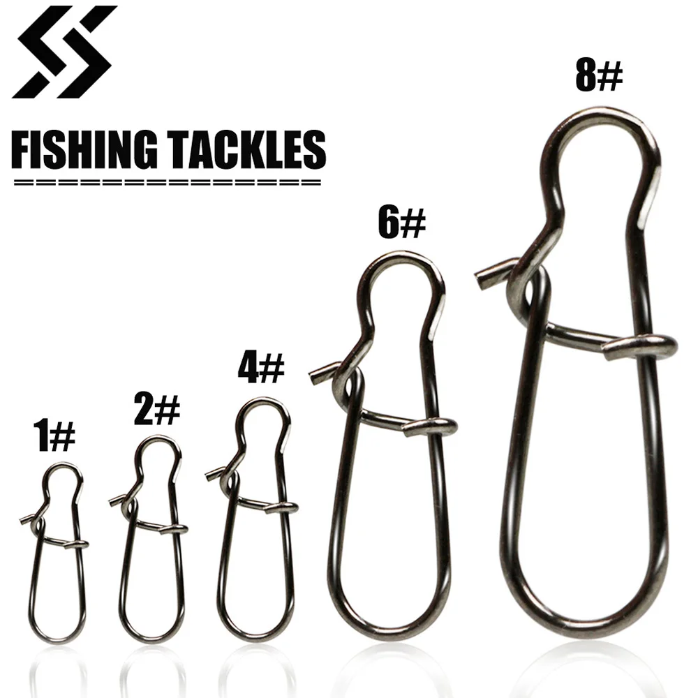 Sougayilang 50Pcs Fishing Interlock Hooked Snap Pin Stainless Steel Rolling Swivel Luer Connector Fishing accessories Fish Tool