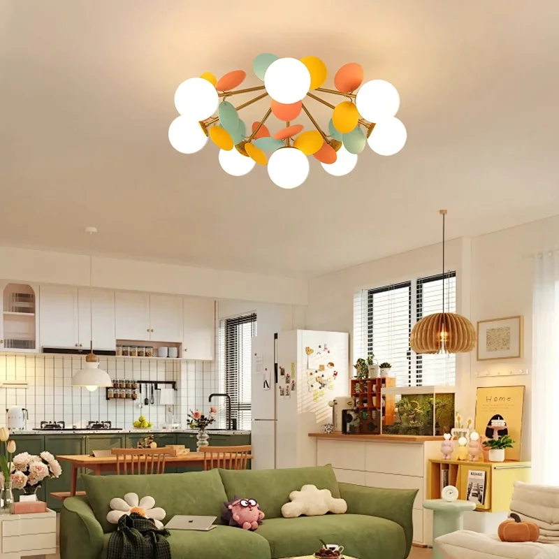 

Colourful Chandelier Children Bedroom Ceiling Lamp Dining Living Room Kitchen Colorful Bubble Ceiling Light Minimally Creative