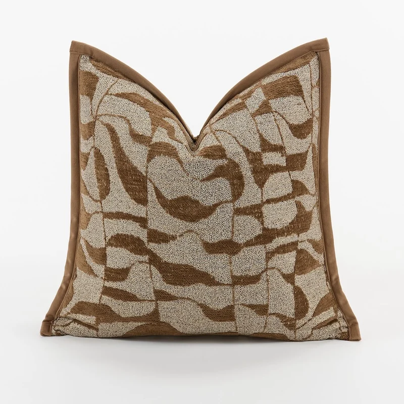 

Simple Brown Color Pillows Modern Geometric Cushion Case Luxury Square Decorative Pillow Cover For Sofa Chair Home Decorations