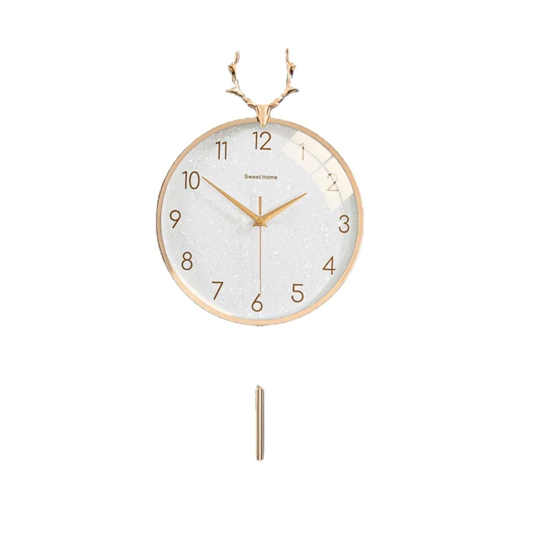 

HXL Clock Wall Clock Living Room Pendulum Clock Mute Radio Wave Wall-Mounted Light Luxury High-End