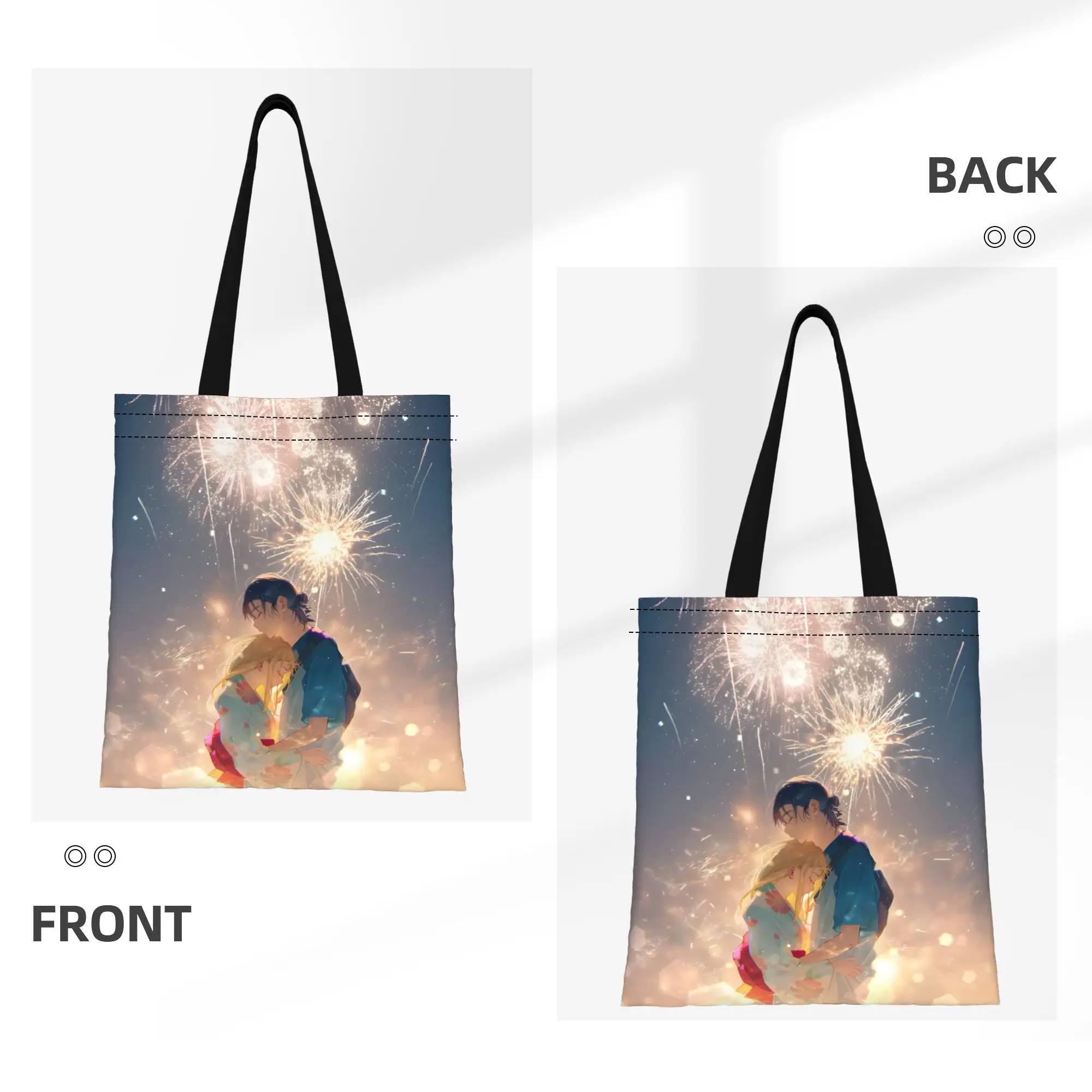1PC Summer Festival Couple Canvas Tote Bag Summer Time Rendering Handbag Outdoor Handbag Trendy Tote