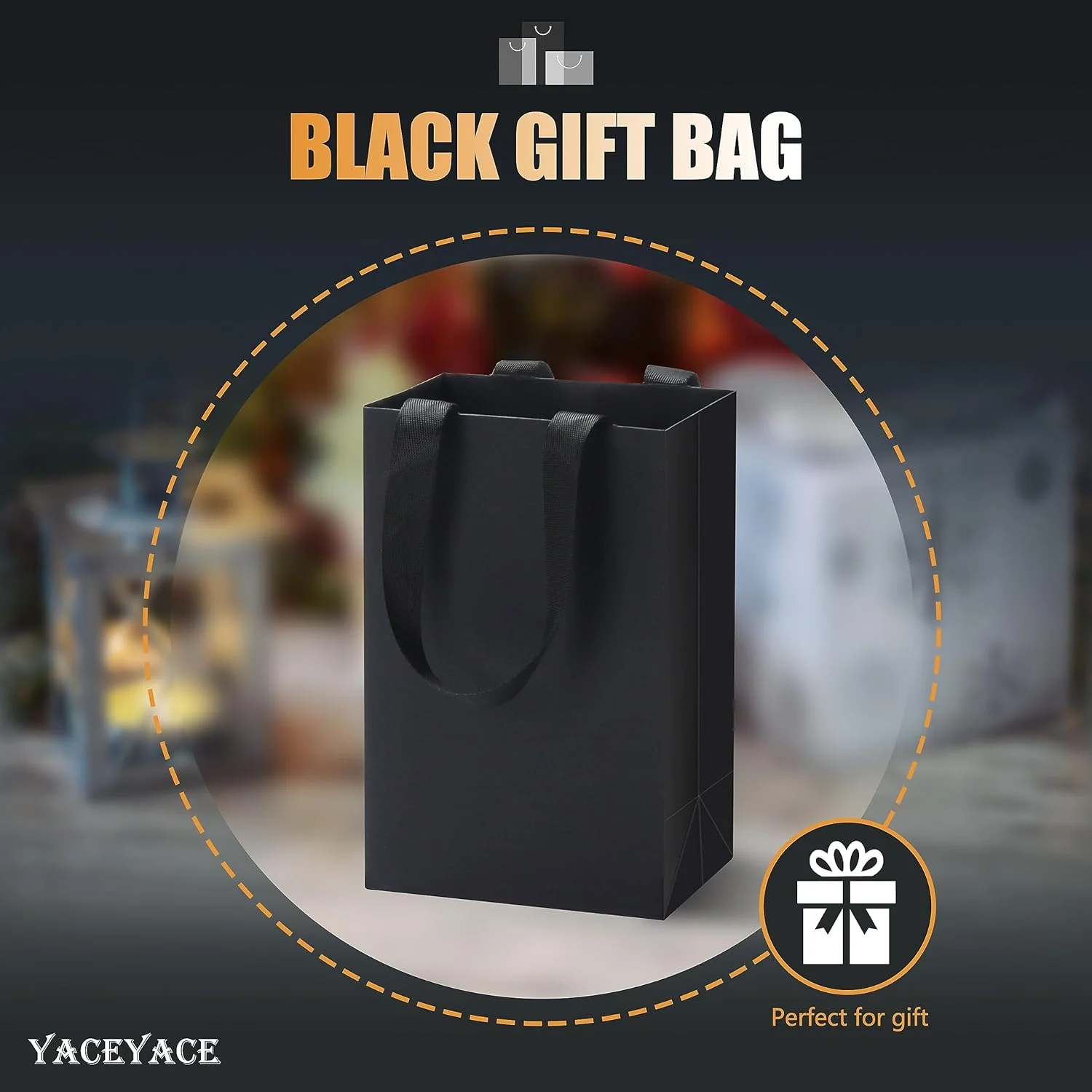 カスタムロゴ入り白黒紙クラフトバッグ、ハンドル付きジュエリーギフトショッピング包装ポーチ、結婚式誕生日プレゼント収納袋