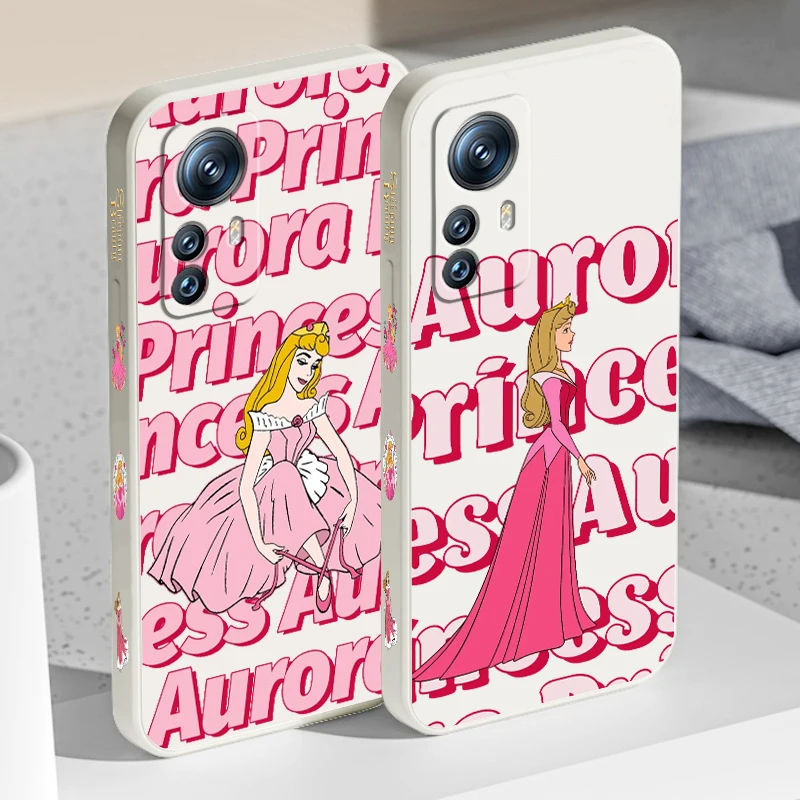 Sleeping Beauty Disney Cartoon Liquid Left Rope For Xiaomi Mi 14 13T 13 12T 12 11T 11i 11 A3 10T 10 9 Pro Lite Ultra 5G TPU