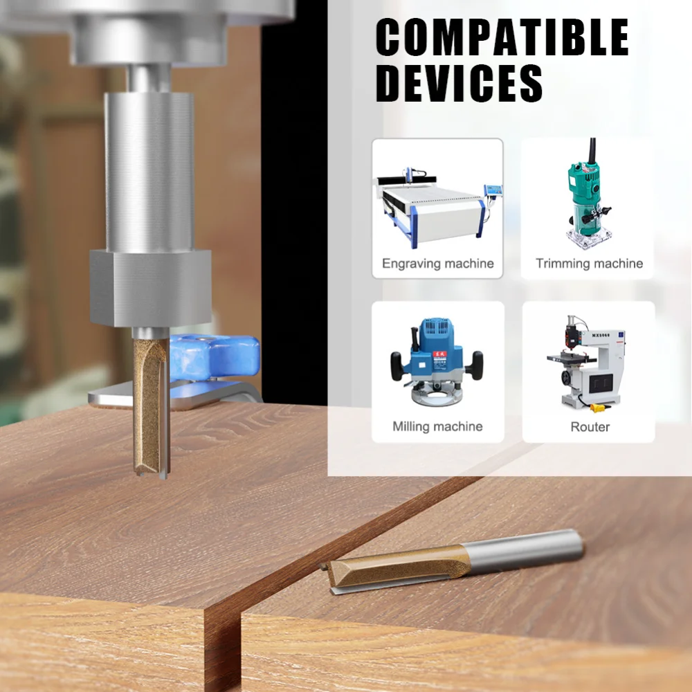 Straight Groove Cutter with Complete Specifications From 3-25mm Router Bit Extra Long Carbide Wood Milling Cutter Woodworking