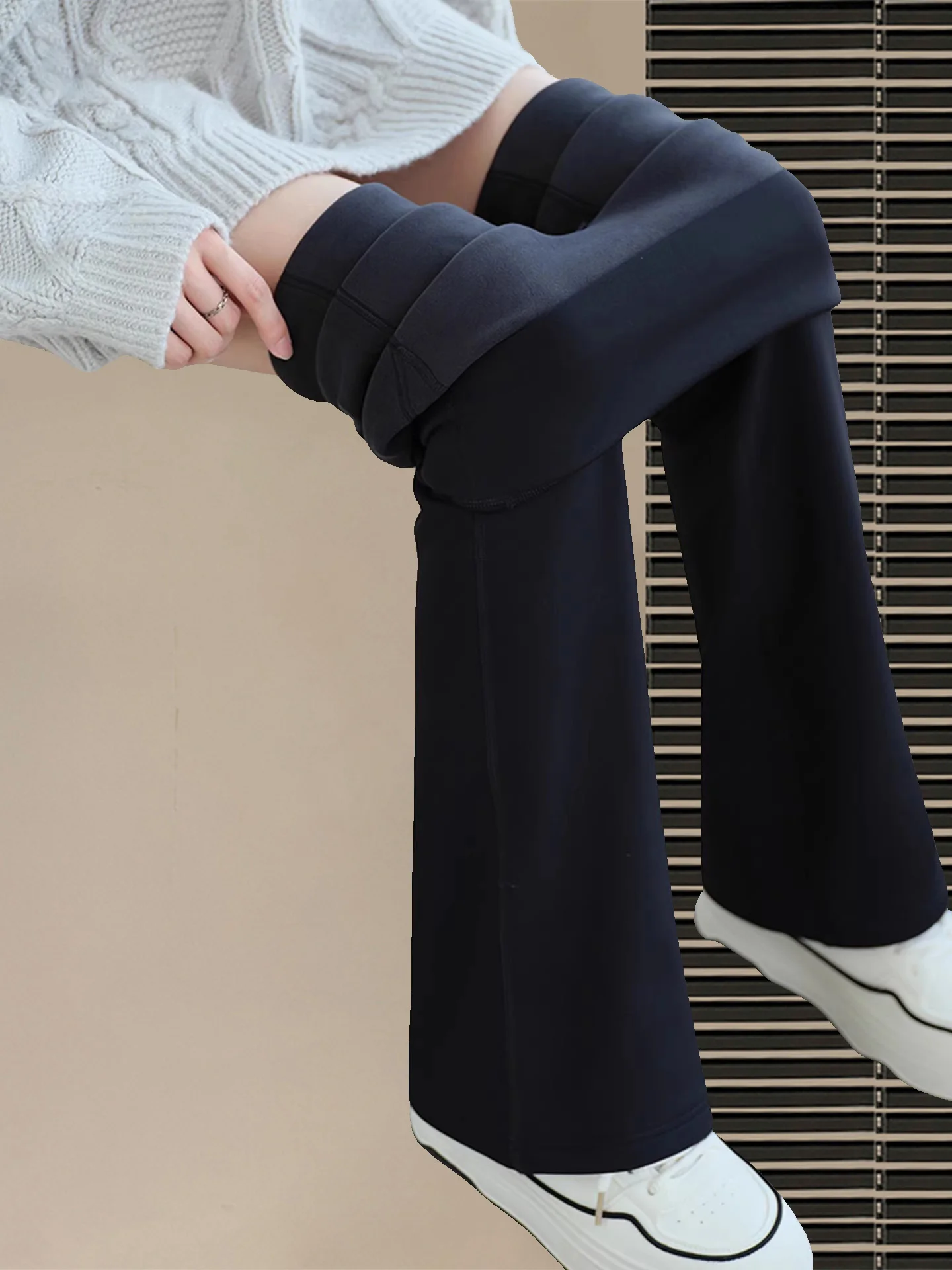 

Расклешенные брюки для йоги из овчины на подкладке, женские леггинсы с высокой талией, осень-зима, подтягивающие ягодицы