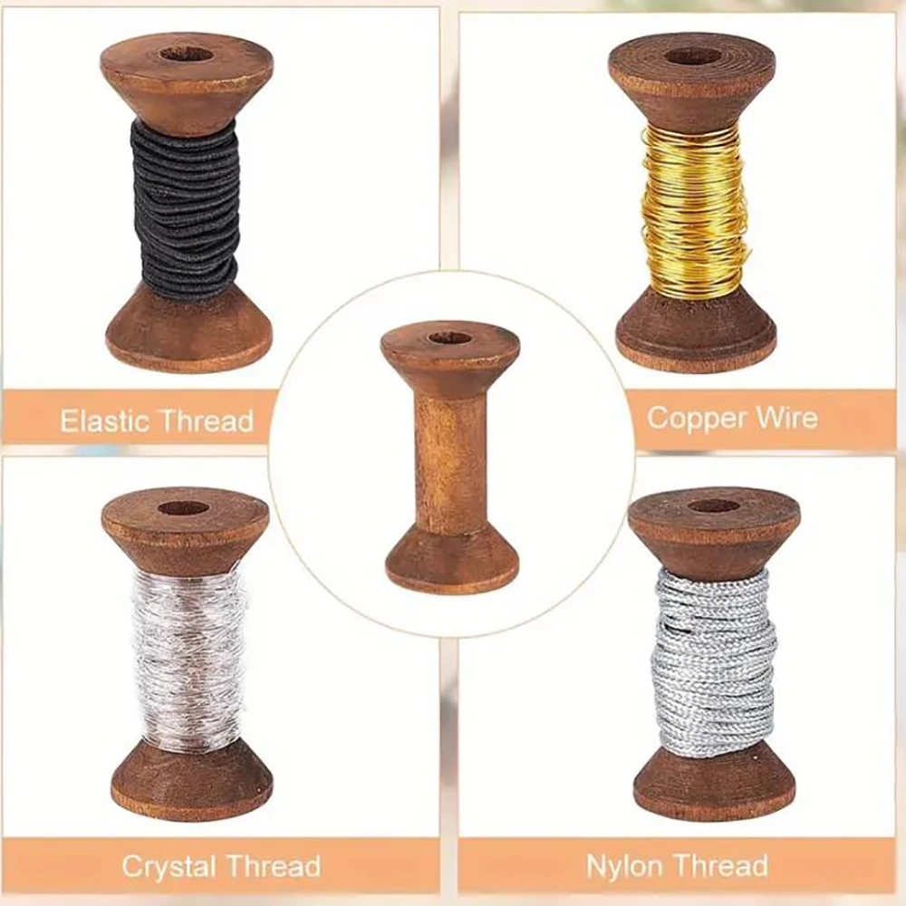 10/20X Vintage Wooden Spools DIY Reels Organizer for Sewing Ribbons Twine Wood Crafts Tools Thread Wire Spool Needlework Supplie