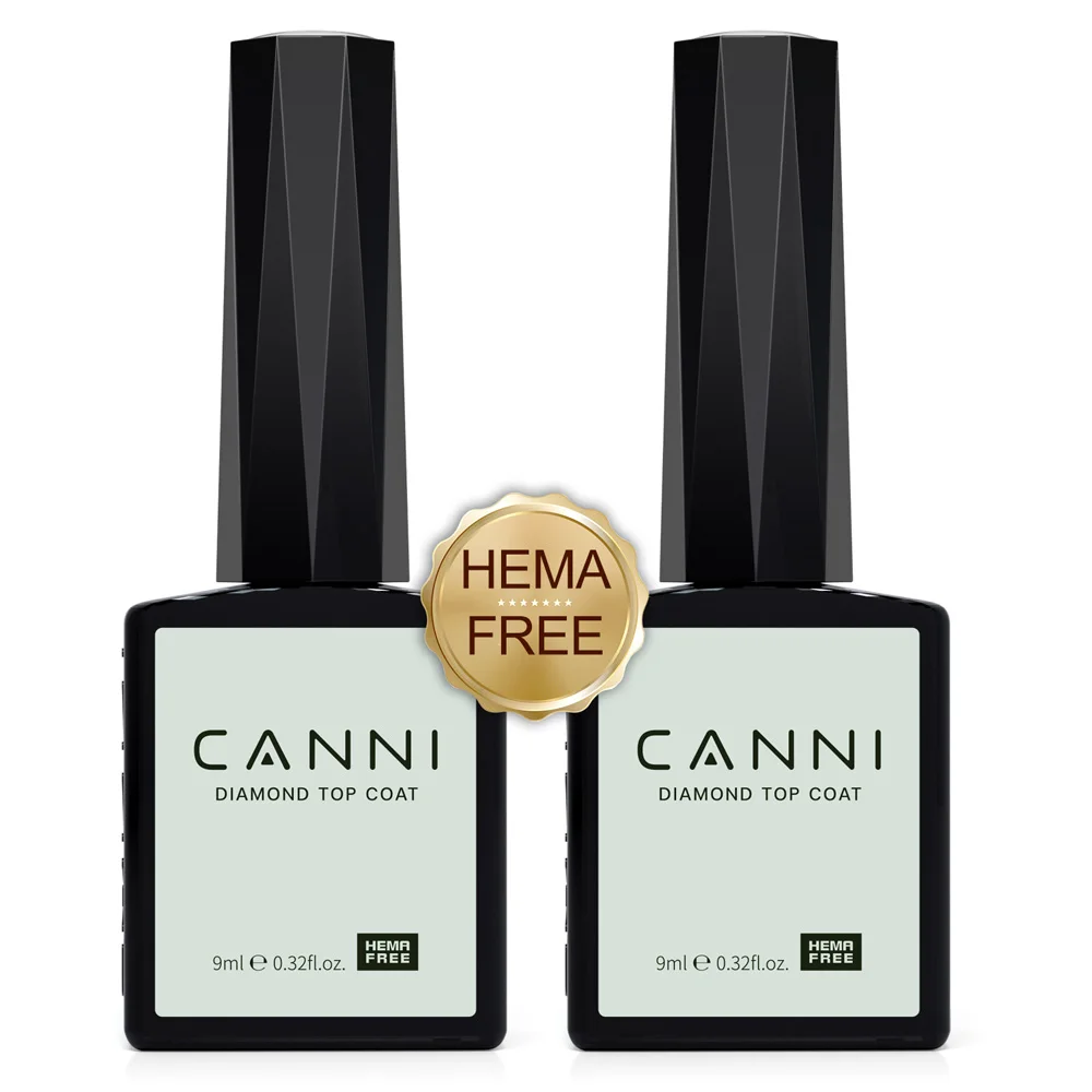 2pcs*9ml CANNI Diamond Top Coat HEMA FREE TPO Free Ultra Gloss Non-wipe Top Coat Soak Off UV LED Semi Permanen Nail Gel Polish