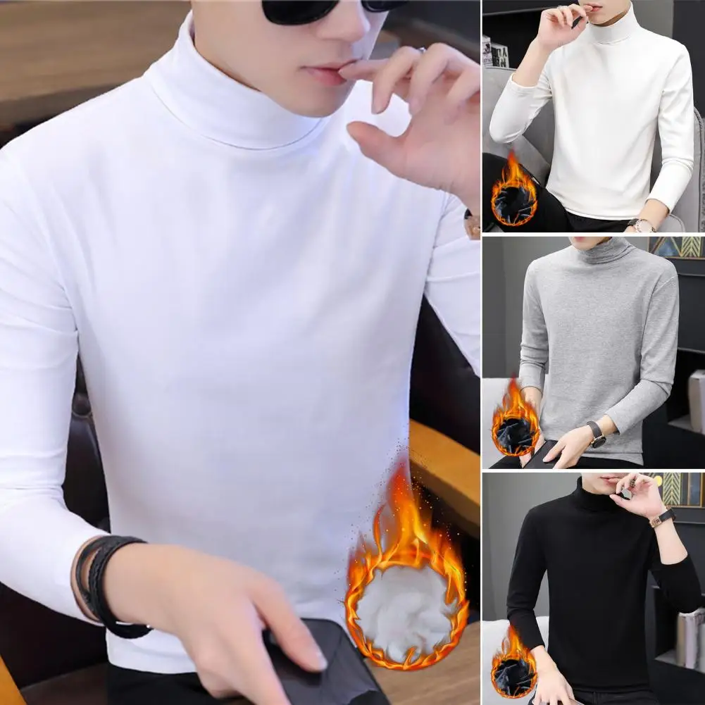 Warm Base Shirt for Men Stylish Men's Half Turtleneck Long Sleeve Tops for Autumn Winter Solid Color Warm Base Shirt for Men