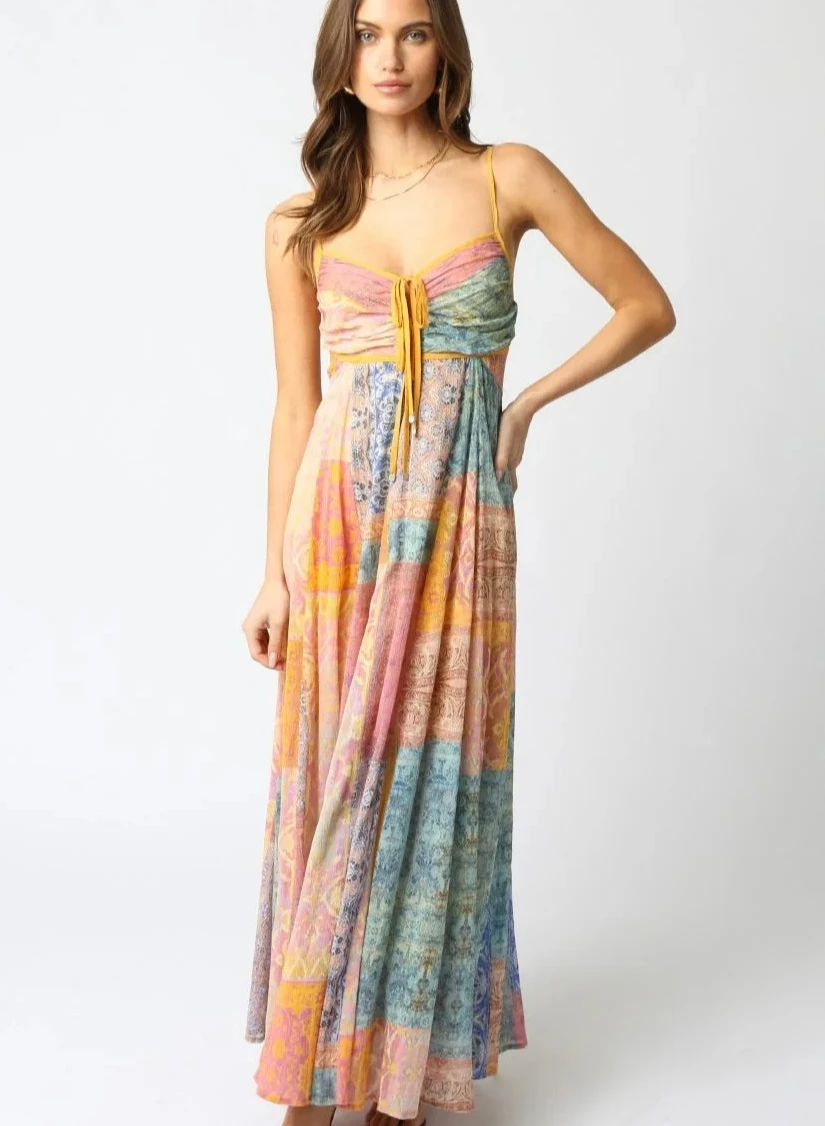 

2026 Summer Women‘s Printed Halter Dress - V-Neck Sleeveless High Waist Long Skirt with Belted Loose Fit, Sexy Street Style