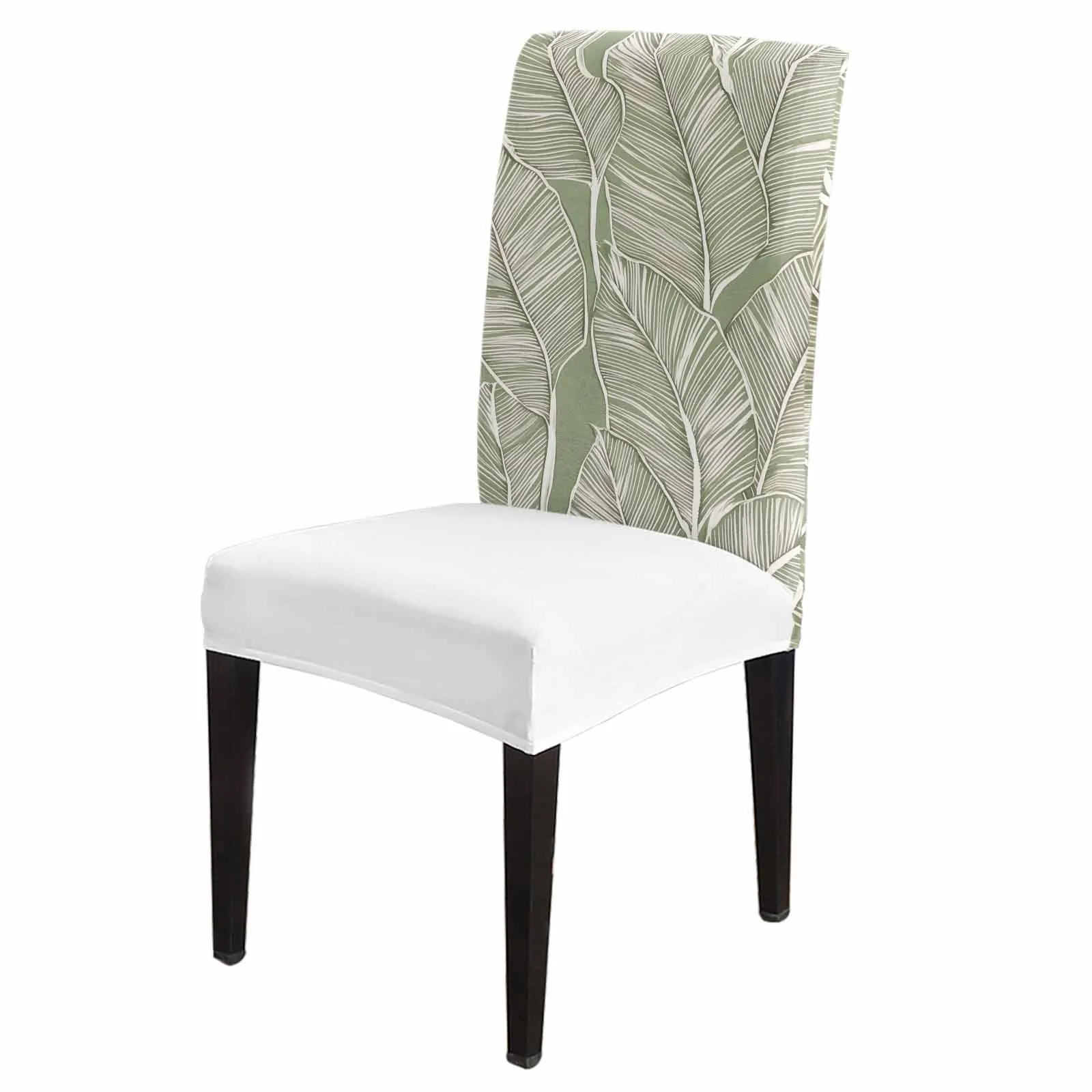 

Impressionism Tropical Plants Chair Cover for Dining Room Spandex Stretch Seat Cover for Wedding Banquet Party Seat Case