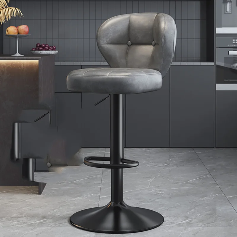 الجلود الفاخرة مصمم بار البراز الحد الأدنى الشمال مكافحة الألعاب كراسي بار مع الظهر مريحة Cadeira الأثاث العصري #6