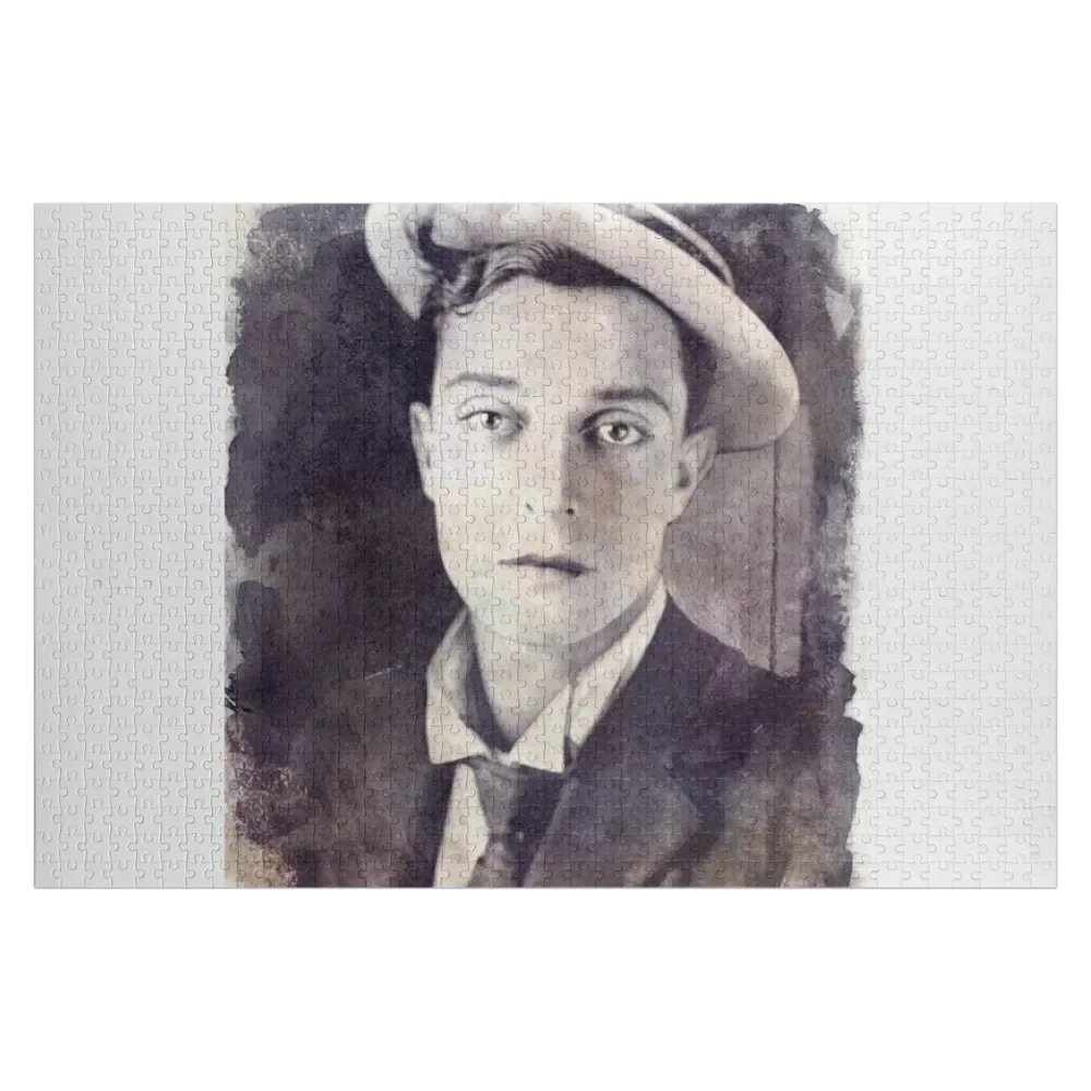 

Buster Keaton - Watercolor Vintage - D14 Jigsaw Puzzle Custom Wooden Gift With Photo Puzzle