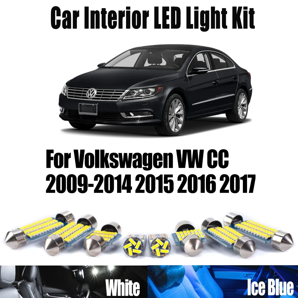 

Для Volkswagen VW CC 2009-2017: Комплект светодиодных ламп для салона (карта, купол, багажник) и зеркала с функцией Canbus (без ошибок)