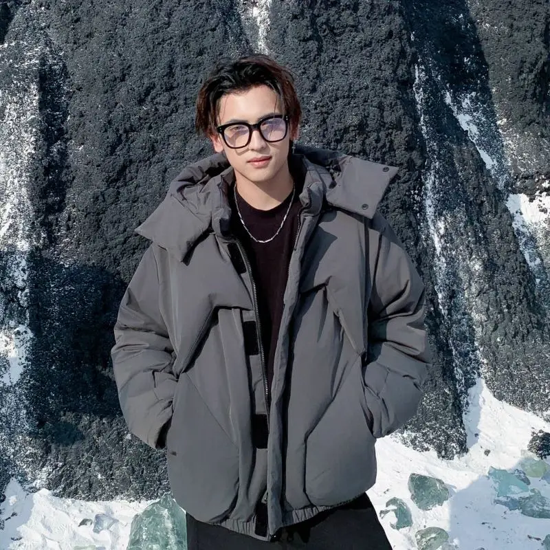 

Men's Cotton Jacket Autumn Winter Embroidery Design Casual Trendy High End Outerwear Loose Fit Polyester Fiber Waterproof