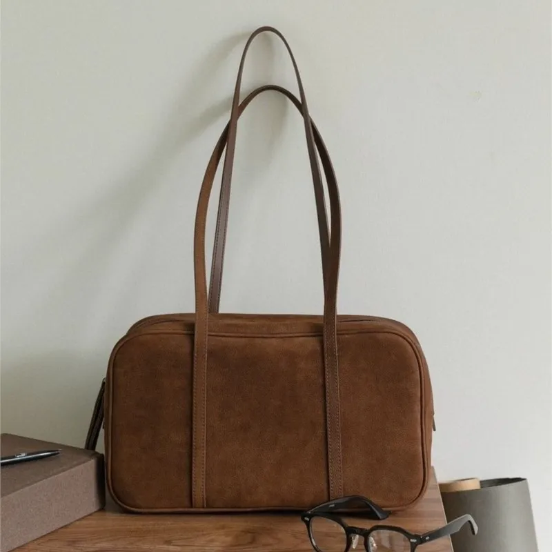 

Винтажная сумка-тоут из гальки, женская замшевая большая вместительная сумка-подушка под мышками, женская повседневная практичная минималистичная сумка на плечо для поездок на работу