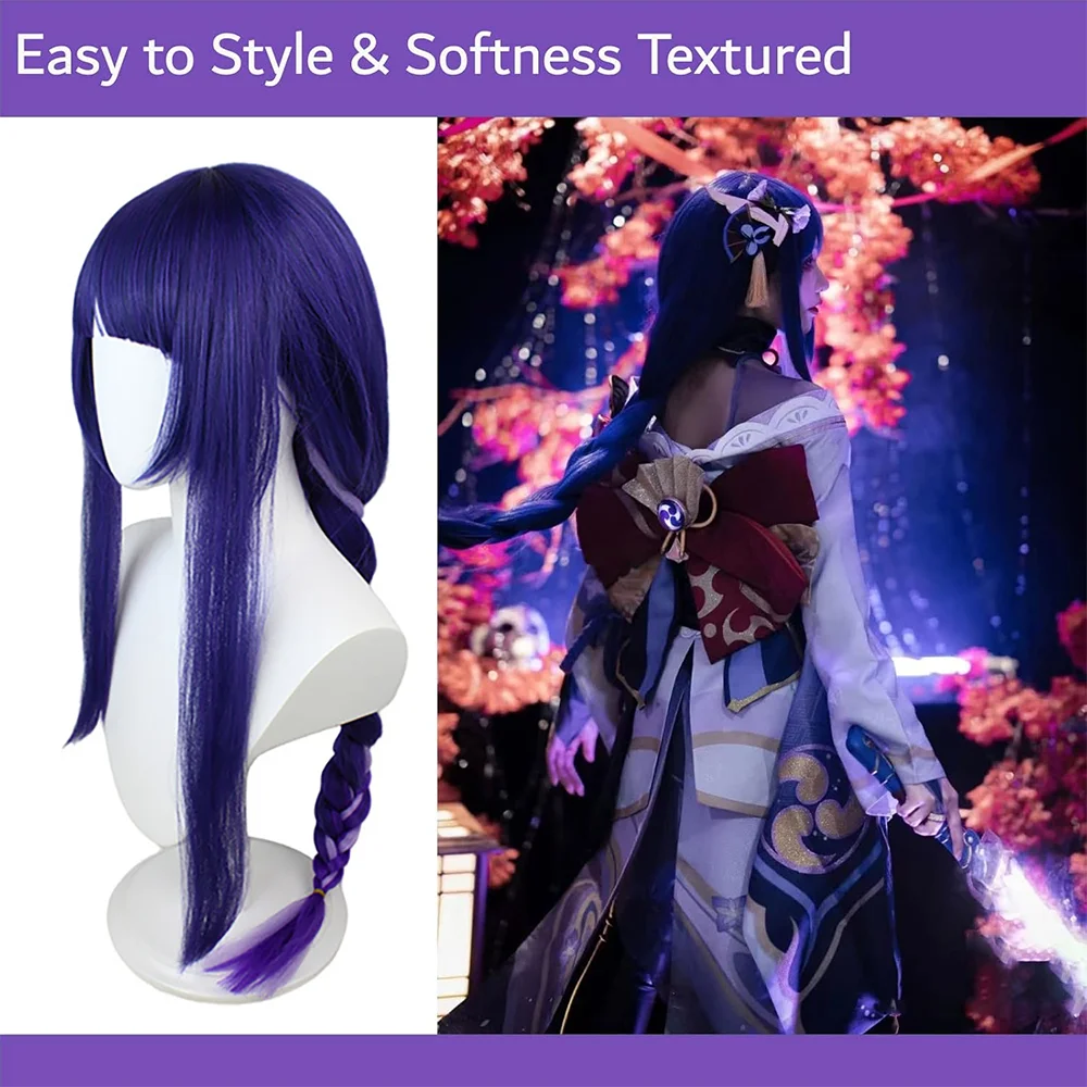 لايتنينج جنرال كوسبلاي شعر صناعي 35 بوصة أرجواني متدرج مميز، شعر مستعار للحفلات الهالوين اليومية