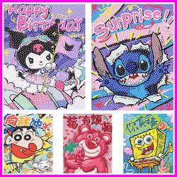 Pintura de diamantes de dibujos animados DIY para niños, pegatina de diamantes hecha a mano con Marco, punto Kuromi, regalo de cumpleaños, bordado de diamantes