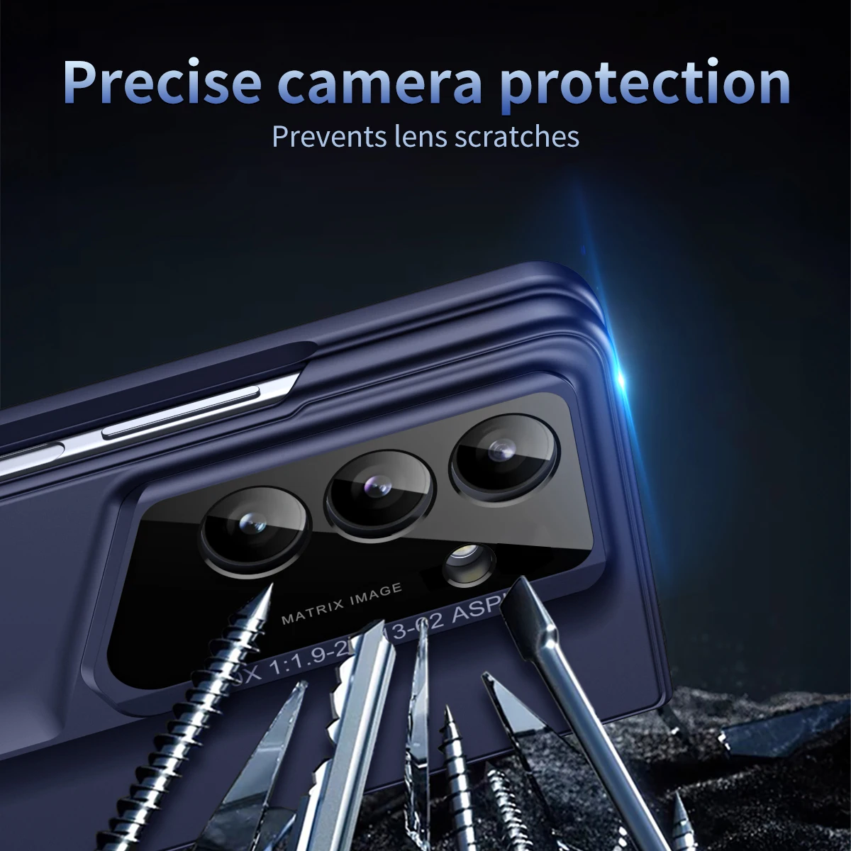 Samsung Galaxy Z Fold 7 6 5 4 Fold7用 超薄型マット仕上げスマホケース 強化ガラス保護フィルム付き 耐衝撃カバー