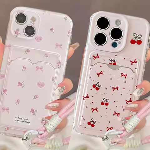 Flower Card Holder Hand Case For Samsung Galaxy S25 Edge S24 S23 S21 S20 FE S22 Ultra Plus A56 A55 A15 A54 A53 A36 A35 A06 A26